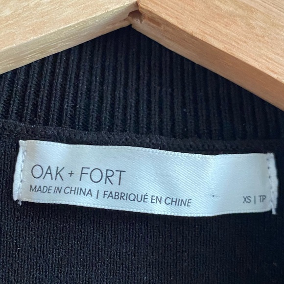 Oak and Fort BLACK mock neck short sleeve sweater tee - Picture 8 of 10